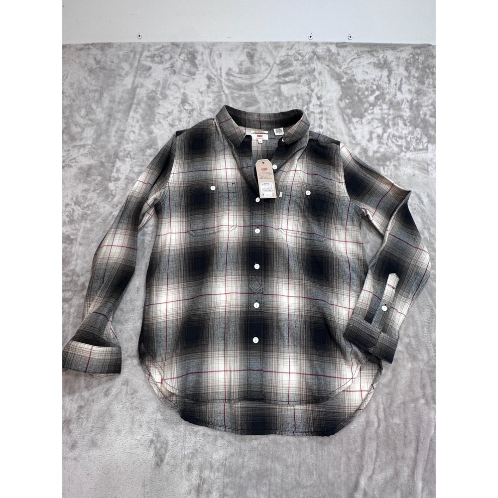 Levi's Flannel Shirt Women's Size Medium Multicolor Plaid Boyfriend Fit NWT